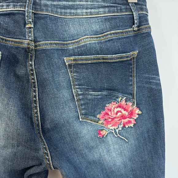 DRIFTWOOD Colette Embroidered Floral Cropped Jeans High Rise Women's 31 - Picture 7 of 11